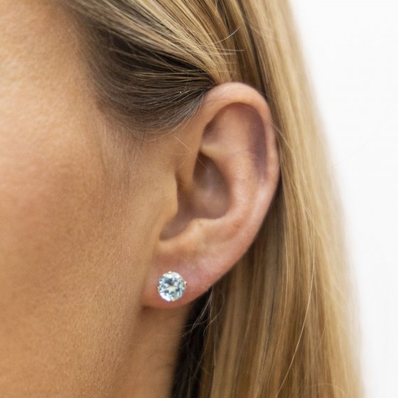 Ohrstecker Gold 585 mit echtem Blautopas (beh.) 7mm 