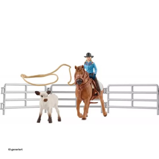 Farm World Team Roping mit Cowgirl 