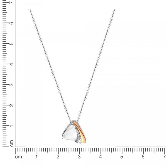 Halskette Silber 925 zweifarbig mit Zirkonia weiß 
