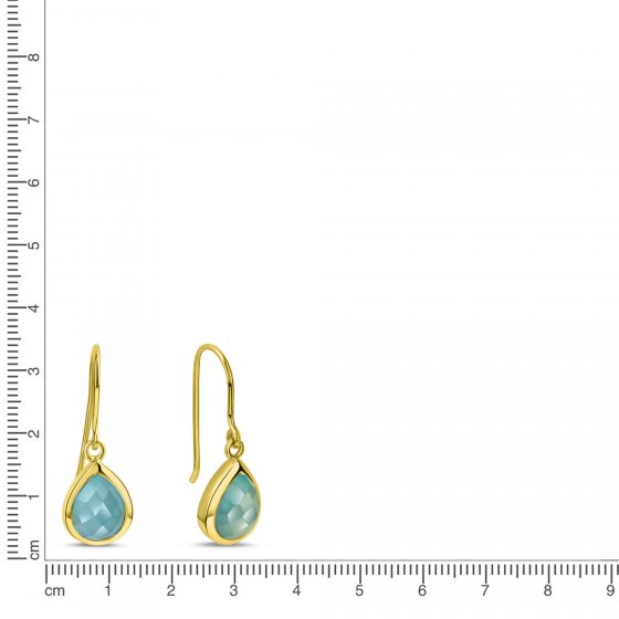 Ohrringe Silber 925 vergoldet 27mm lang mit hellblauem Chalcedon 