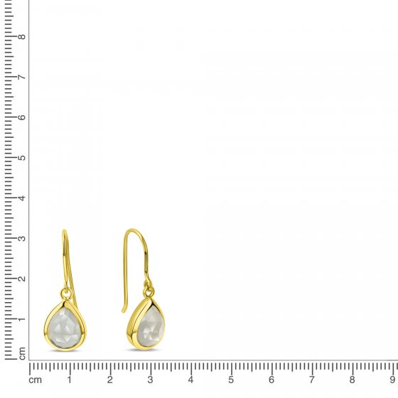 Ohrringe Silber 925 vergoldet 27mm lang mit echtem weißen Mondstein 