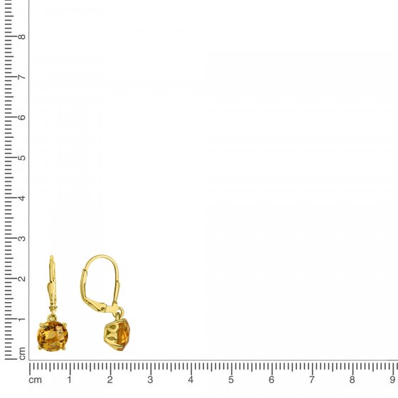 Ohrringe Silber 925 vergoldet mit 2 natürlichen Citrin-Steinen 8mm 