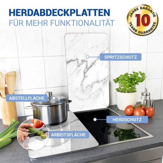 Herdabdeckplatte Universal Mod. Marmor, 2er Set, für alle Herdarten geeignet 