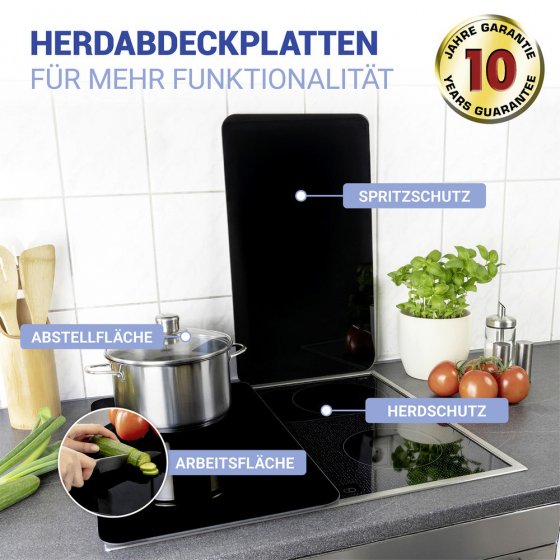 Herdabdeckplatte Universal Mod. Schwarz, 2er Set, für alle Herdarten geeignet 