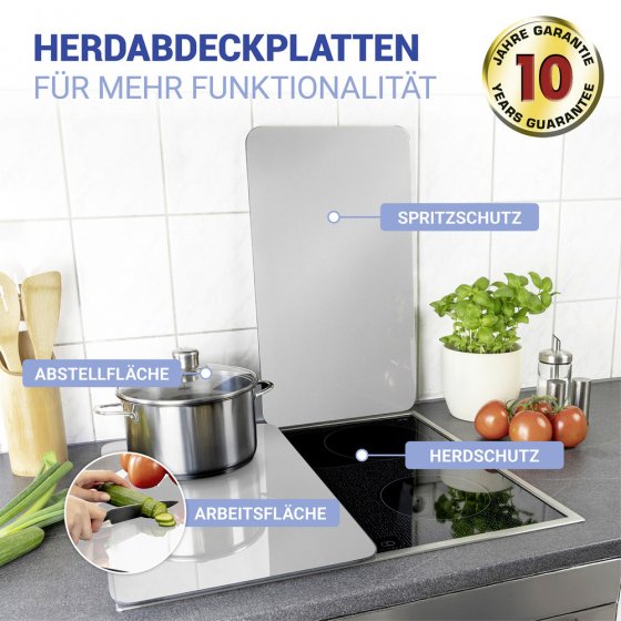 Herdabdeckplatte Universal Mod. Silber, 2er Set, für alle Herdarten geeignet 