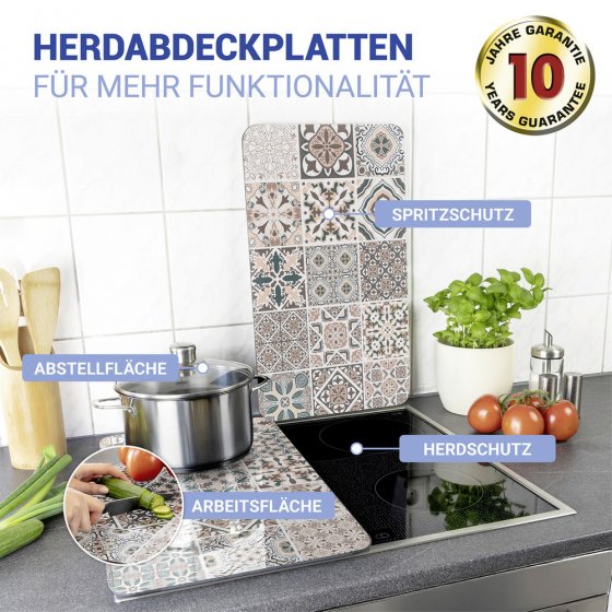 Herdabdeckplatte Universal Mod. Kachel, 2er Set, für alle Herdarten geeignet 