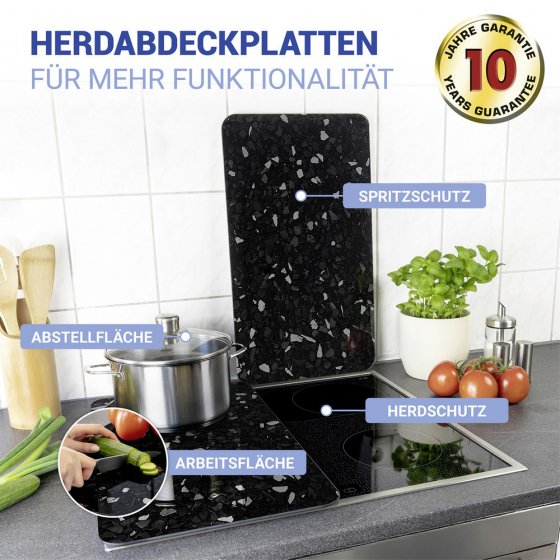 Herdabdeckplatte Universal Mod. Terrazzo, 2er Set, für alle Herdarten geeignet 