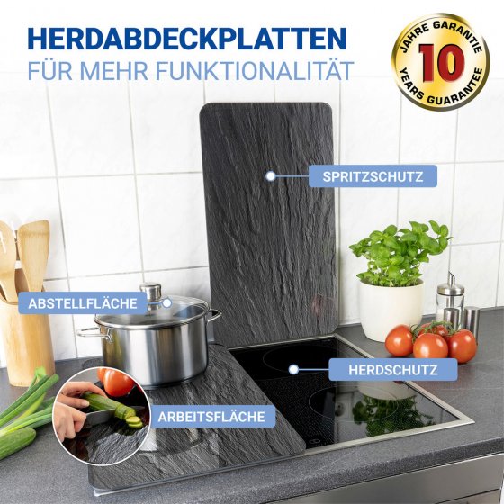 Herdabdeckplatte Universal Mod. Schiefer, 2er Set, für alle Herdarten geeignet 
