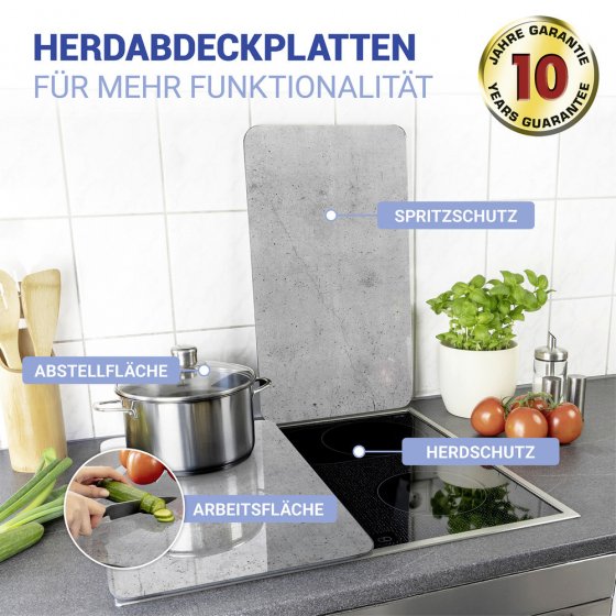 Herdabdeckplatte Universal Mod. Beton, 2er Set, für alle Herdarten geeignet 