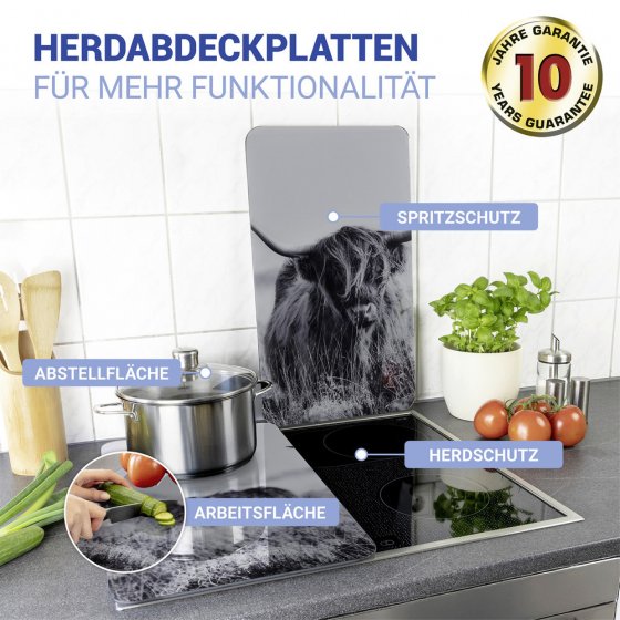 Herdabdeckplatte Universal Mod. Highland Cattle, 2er Set, für alle Herdarten geeignet