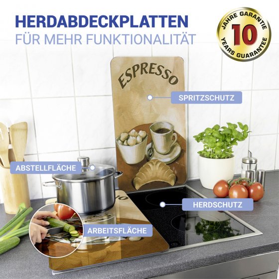 Herdabdeckplatte Universal Mod. Kaffee, 2er Set, für alle Herdarten geeignet 