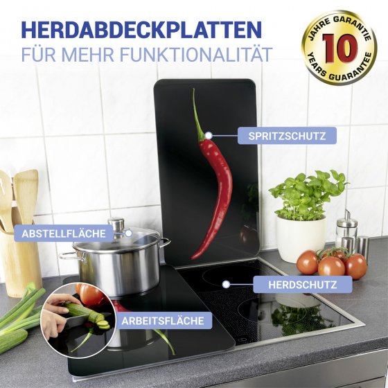 Herdabdeckplatte Universal Mod. Hot Peperoni, 2er Set, für alle Herdarten geeignet