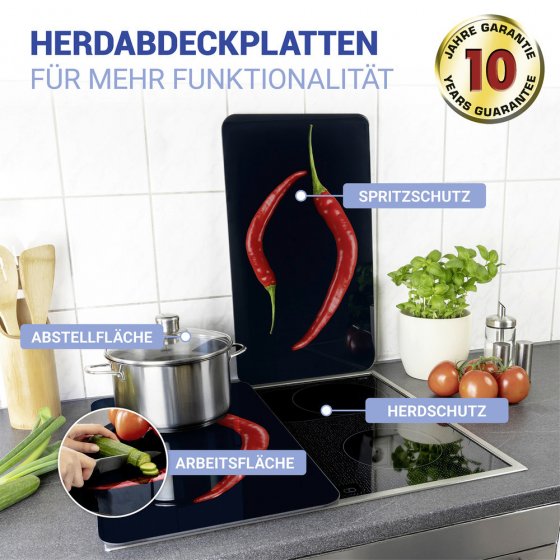 Herdabdeckplatte Universal Mod. Peperoni Duo, 2er Set, für alle Herdarten geeignet