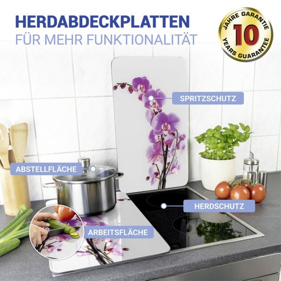 Herdabdeckplatte Universal Mod. Orchideenblüte, 2er Set, für alle Herdarten geeignet