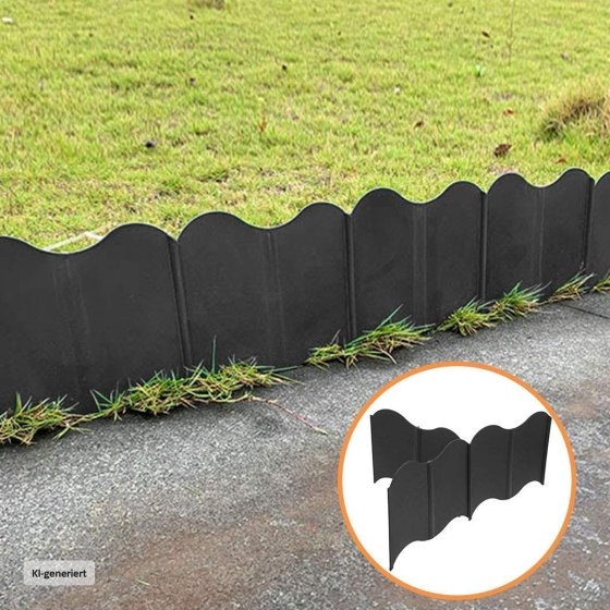 Beetumrandung Nessa Wave 24-teilig Schwarz 