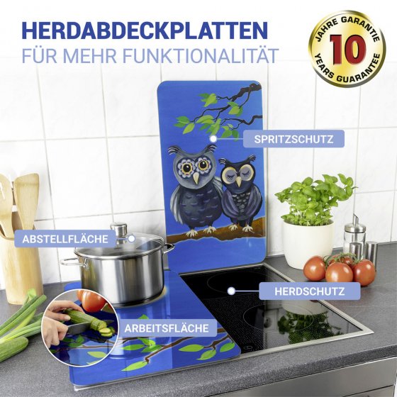 Herdabdeckplatte Universal Mod. Eule, 2er Set, für alle Herdarten geeignet 