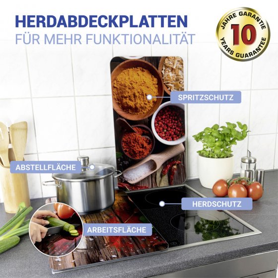 Herdabdeckplatte Universal Mod. Gewürze, 2er Set, für alle Herdarten geeignet 