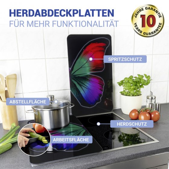 Herdabdeckplatte Universal Mod. Butterfly by Night, 2er Set, für alle Herdarten geeignet