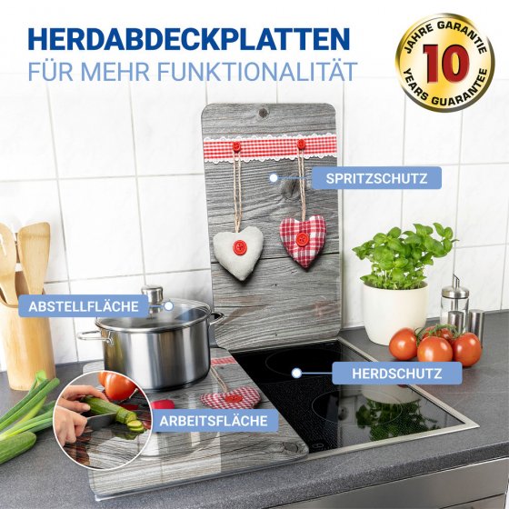 Herdabdeckplatte Universal Mod. Herzen, 2er Set, für alle Herdarten geeignet