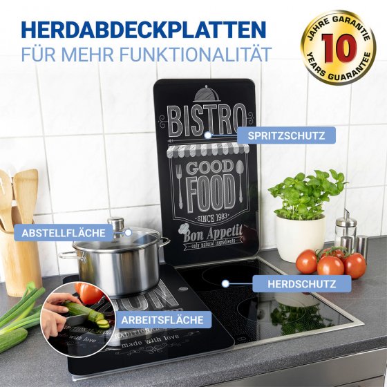 Herdabdeckplatte Universal Mod. Bon Appetit, 2er Set, für alle Herdarten geeignet 