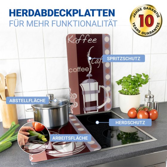 Herdabdeckplatte Universal Mod. Kaffeeduft, 2er Set, für alle Herdarten geeignet