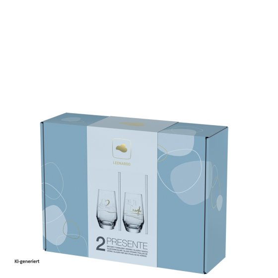 2 Longdrinkgläser 2 Trinkhalme Laugh 