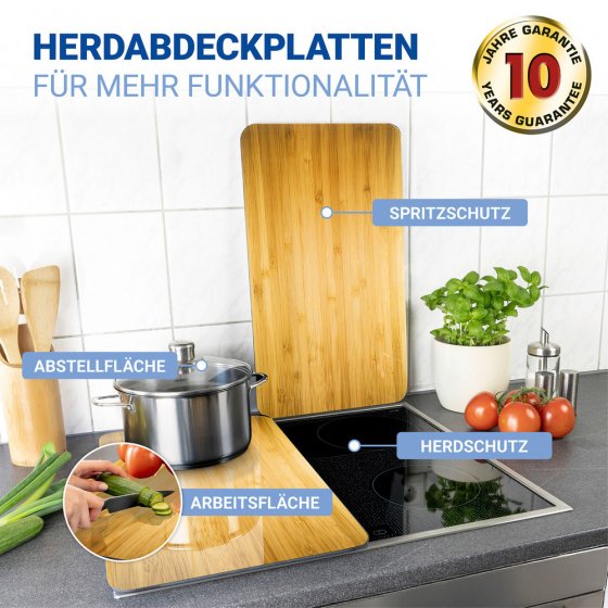 Herdabdeckplatte Universal Mod. Holz-Optik, 2er Set, für alle Herdarten geeignet 