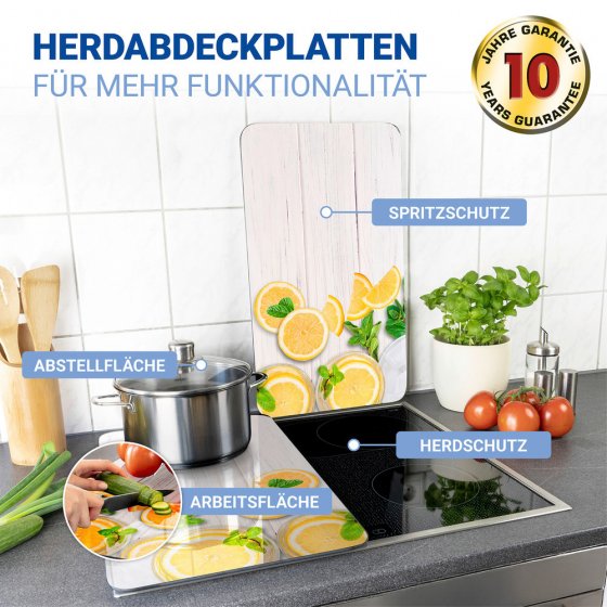 Herdabdeckplatte Universal Mod. Zitronen, 2er Set, für alle Herdarten geeignet 