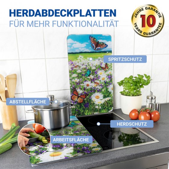 Herdabdeckplatte Universal Mod. Sommerwiese, 2er Set, für alle Herdarten geeignet