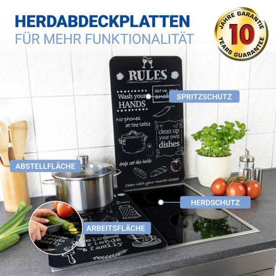 Herdabdeckplatte Universal Mod. Kitchen Rules, 2er Set, für alle Herdarten geeignet 