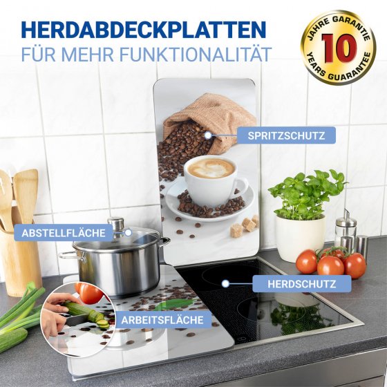 Herdabdeckplatte Universal Mod. Café Aromatica, 2er Set, für alle Herdarten geeignet 