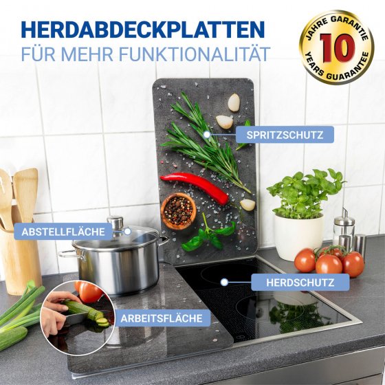 Herdabdeckplatte Universal Mod. Rosmarin, 2er Set, für alle Herdarten geeignet 