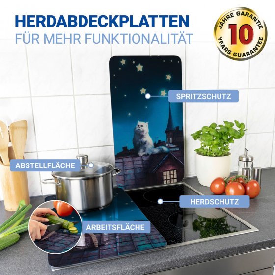 Herdabdeckplatte Universal Mod. Moon Cat, 2er Set, für alle Herdarten geeignet 