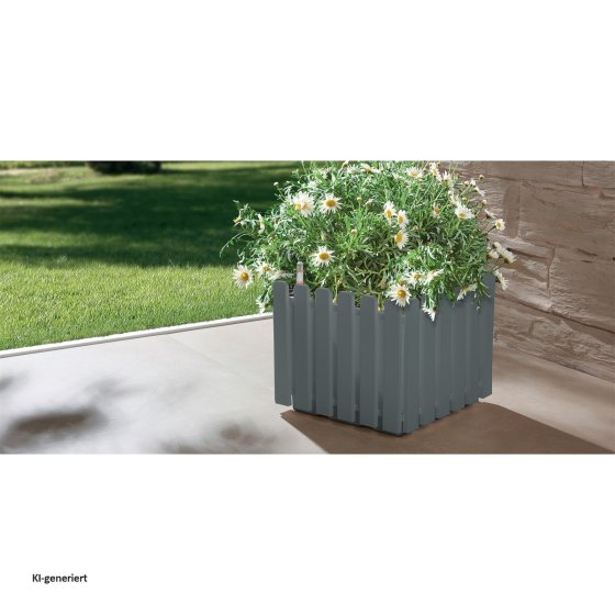 Blumentopf mit Wasserspeicher Nessa eckig grau 
