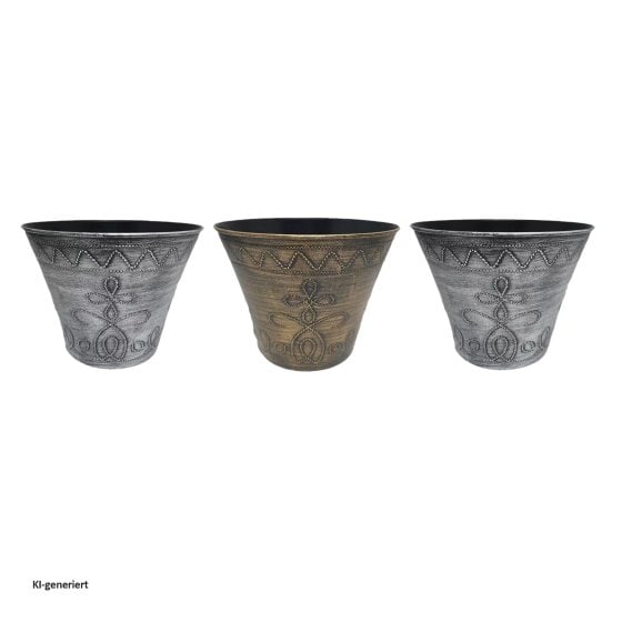 Blumentopf Nessa Ornamente Gold Silber 3er-Set 