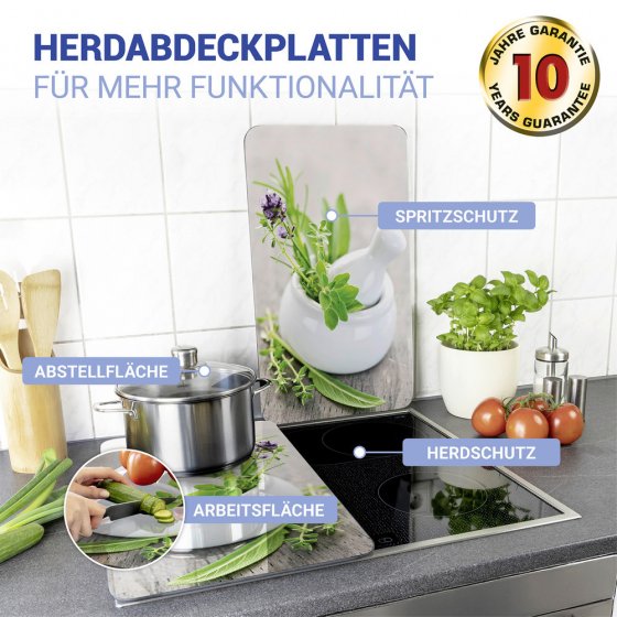 Herdabdeckplatte Universal Mod. Kräutergarten, 2er Set, für alle Herdarten geeignet