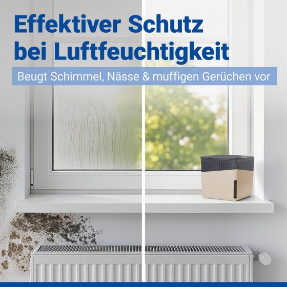 Raumentfeuchter Mod. Cube Beige 500 g, 2er Set, beugt Schimmel und Gerüchen vor