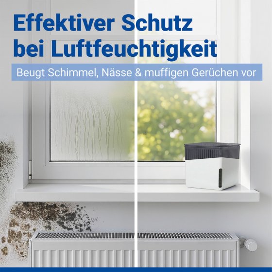 Raumentfeuchter Mod. Cube Weiß 1000 g mit Nachfüller, beugt Schimmel und Gerüchen vor