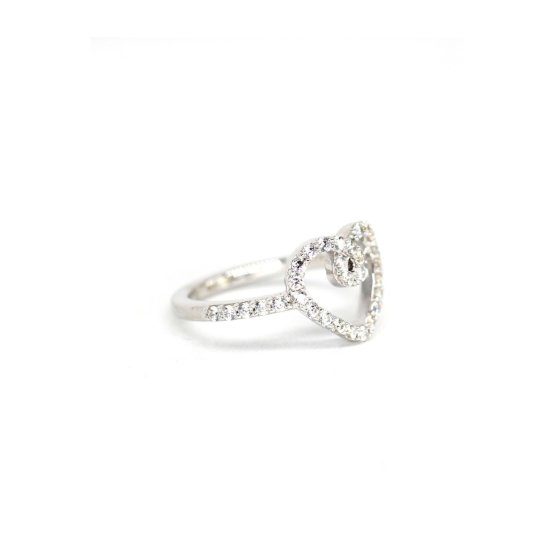 Ring 925 Sterling Silber rhodiniert Glänzend  Zirkonia weiß 