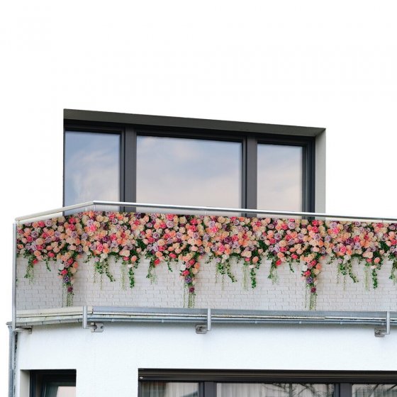 Balkon-Sichtschutz Mod. Rosen, 5 m, UV- und witterungsbeständig 