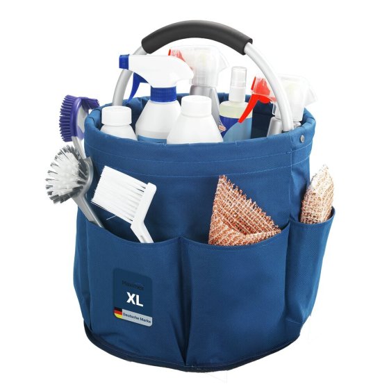 Universal Reinigungs Caddy 16 l, Blau, mit 6 Außentaschen für Schwämme und Tücher 