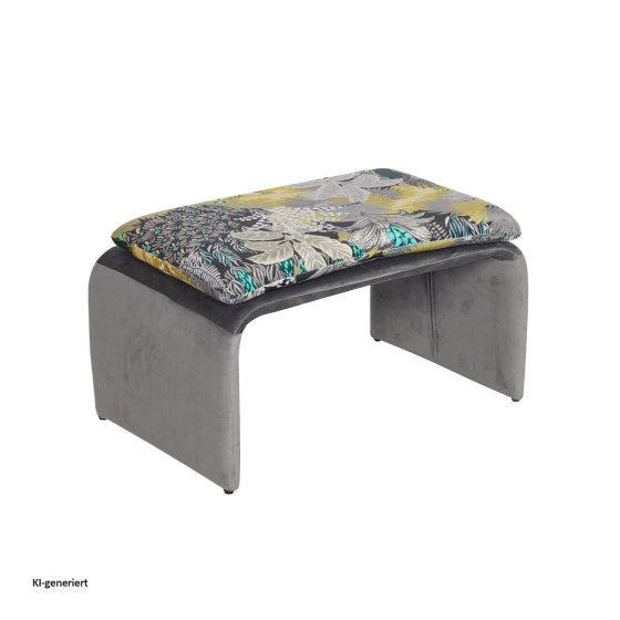 Polsterhocker B/H/T 61 x 34,5 x 40 cm Vance Dreamy Forest Grau 