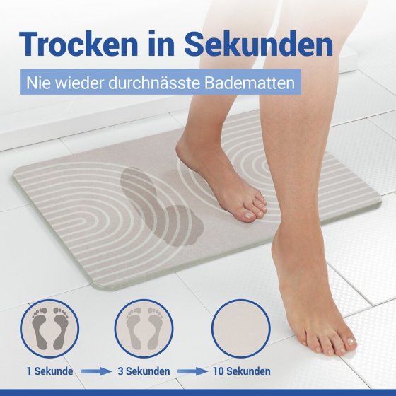 Badematte Mod. Nazca Hellgrau, aus natürlichem Diatomit 