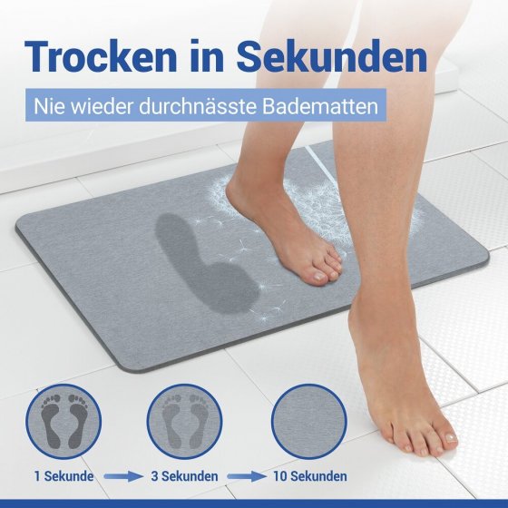 Badematte Mod. Astera Grau, aus natürlichem Diatomit 