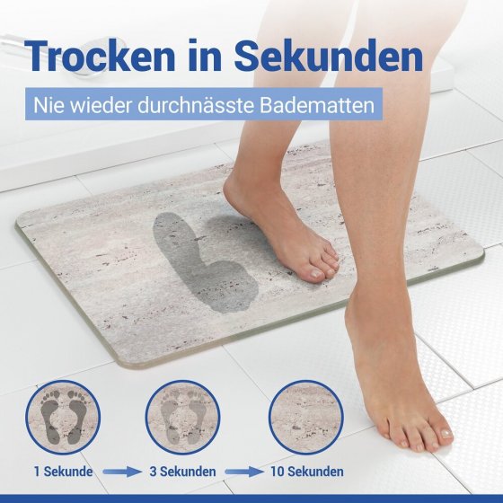 Badematte Mod. Puna Grau, aus natürlichem Diatomit 