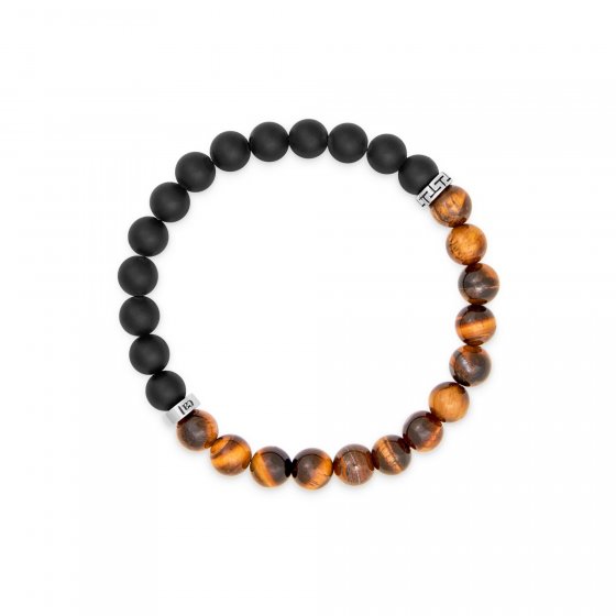 Stretch-Armband Tigerauge & Onyx 21cm 