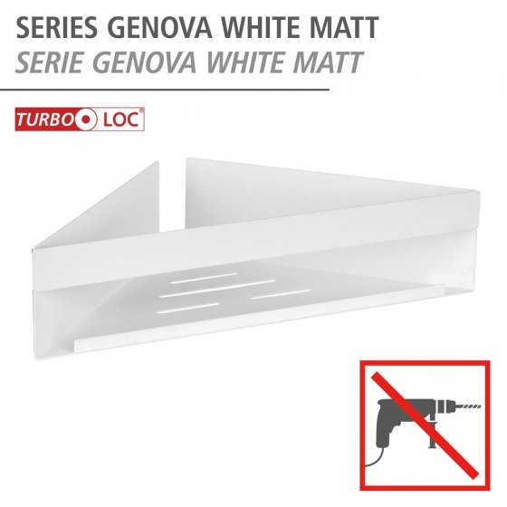 Turbo-Loc® Eckablage Mod. Genova White matt, Befestigen ohne Bohren mit Spezial-Klebepad 