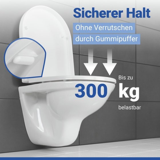 WC Sitz Mod. Palma Weiß, Toilettendeckel mit Absenkautomatik in D-Form 