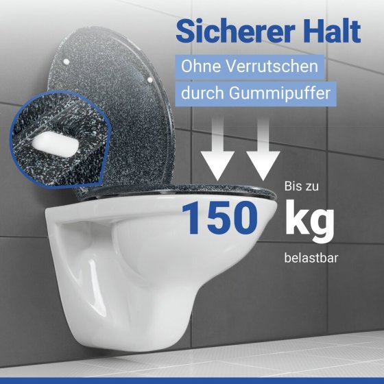 WC Sitz Mod. Ottana Granit, Toilettendeckel mit Absenkautomatik 