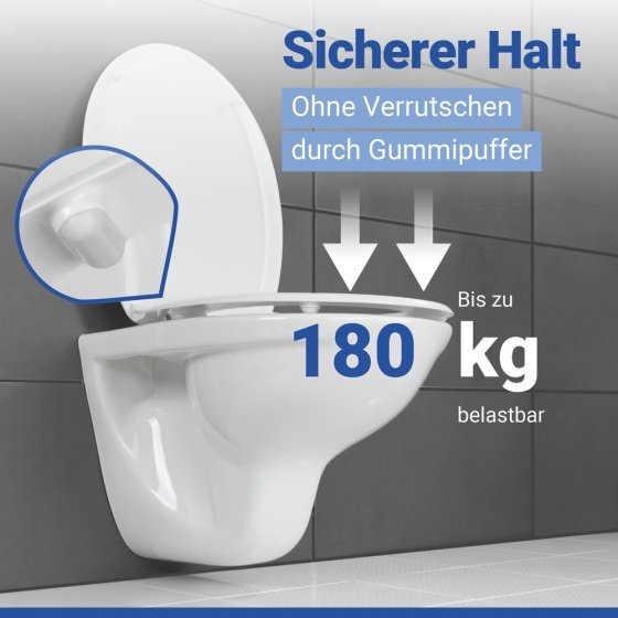 WC Sitz Mod. Vigone Weiß, Toilettensitz aus antibakteriellem Duroplast 